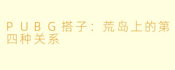 PUBG搭子：荒岛上的第四种关系