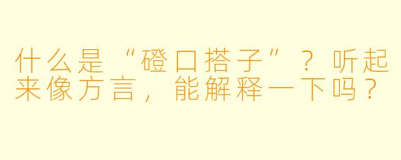 什么是“磴口搭子”？听起来像方言，能解释一下吗？