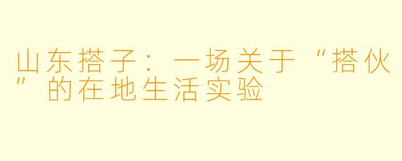 山东搭子：一场关于“搭伙”的在地生活实验