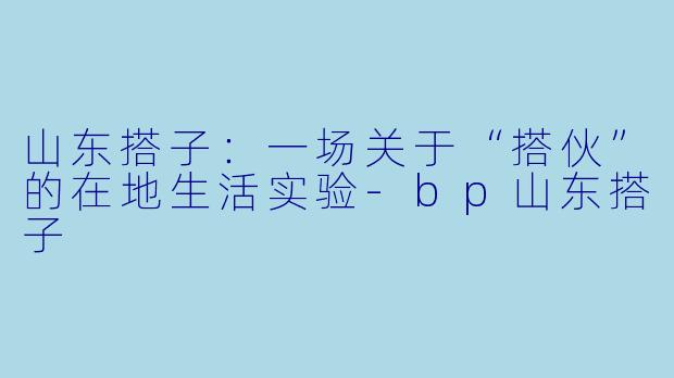 山东搭子：一场关于“搭伙”的在地生活实验-bp山东搭子