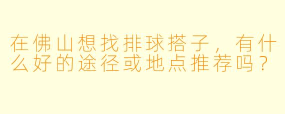 在佛山想找排球搭子，有什么好的途径或地点推荐吗？