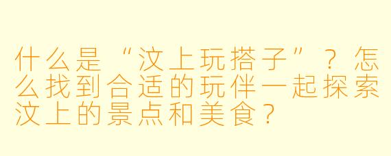什么是“汶上玩搭子”?怎么找到合适的玩伴一起探索汶上的景点和美食?