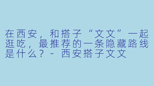 在西安，和搭子“文文”一起逛吃，最推荐的一条隐藏路线是什么？-西安搭子文文