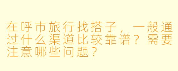 在呼市旅行找搭子，一般通过什么渠道比较靠谱？需要注意哪些问题？