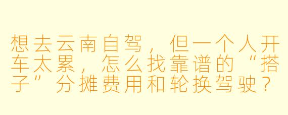 想去云南自驾，但一个人开车太累，怎么找靠谱的“搭子”分摊费用和轮换驾驶？