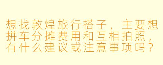 想找敦煌旅行搭子，主要想拼车分摊费用和互相拍照，有什么建议或注意事项吗？