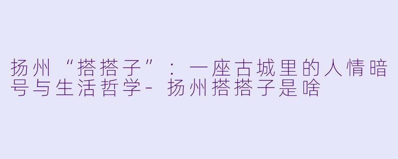 扬州“搭搭子”：一座古城里的人情暗号与生活哲学-扬州搭搭子是啥