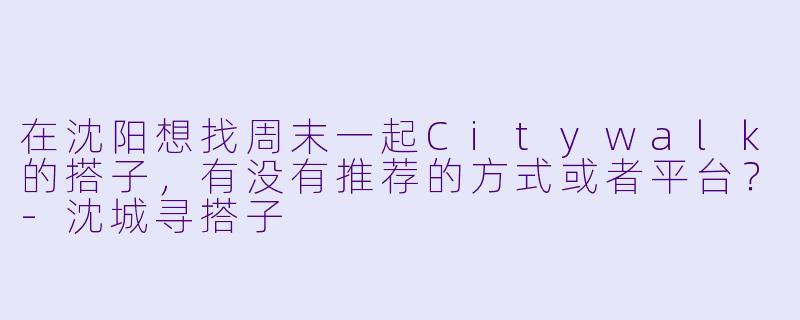 在沈阳想找周末一起Citywalk的搭子，有没有推荐的方式或者平台？-沈城寻搭子