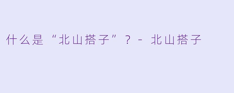 什么是“北山搭子”？-北山搭子