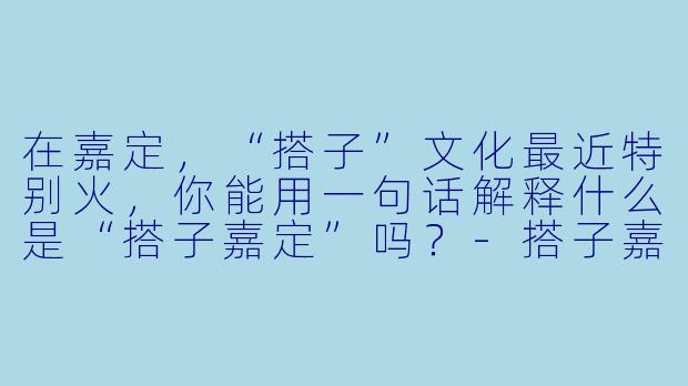 在嘉定，“搭子”文化最近特别火，你能用一句话解释什么是“搭子嘉定”吗？