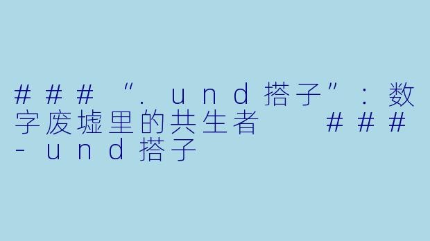 ###“.und搭子”:数字废墟里的共生者
###-und搭子