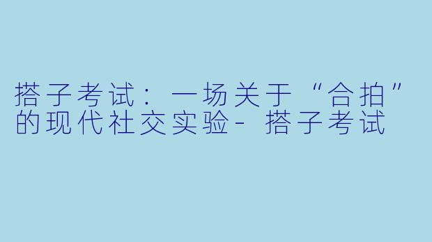 搭子考试：一场关于“合拍”的现代社交实验-搭子考试