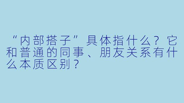 “内部搭子”具体指什么？它和普通的同事、朋友关系有什么本质区别？