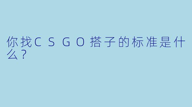 你找CSGO搭子的标准是什么？