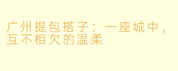 广州提包搭子:一座城中,互不相欠的温柔