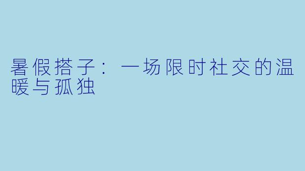 暑假搭子：一场限时社交的温暖与孤独
