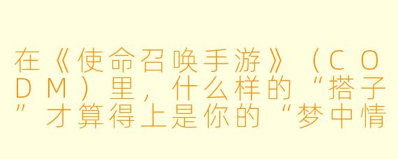 在《使命召唤手游》（CODM）里，什么样的“搭子”才算得上是你的“梦中情搭”（MWW）？