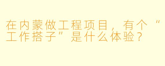 在内蒙做工程项目，有个“工作搭子”是什么体验？