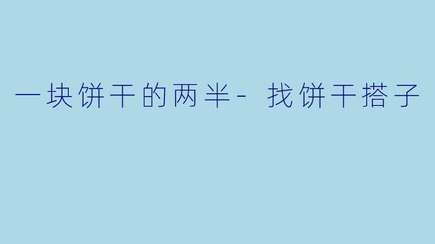 一块饼干的两半-找饼干搭子