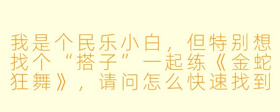 我是个民乐小白，但特别想找个“搭子”一起练《金蛇狂舞》，请问怎么快速找到合适的民乐搭子？