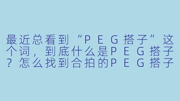 最近总看到“PEG搭子”这个词，到底什么是PEG搭子？怎么找到合拍的PEG搭子？
