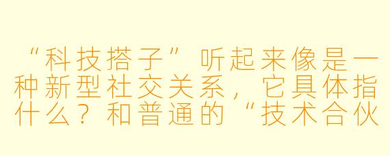 “科技搭子”听起来像是一种新型社交关系,它具体指什么?和普通的“技术合伙人”或“工具推荐博主”有什么区别?