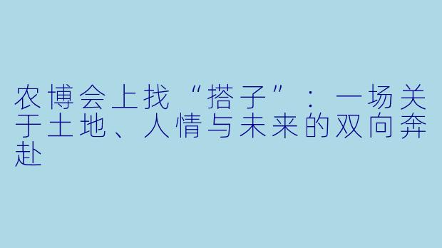 农博会上找“搭子”：一场关于土地、人情与未来的双向奔赴