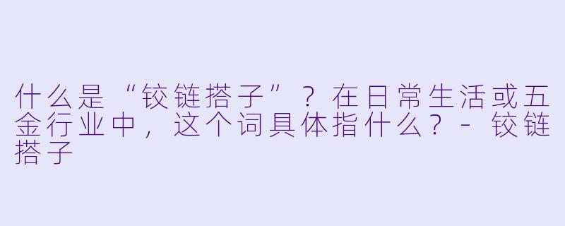 什么是“铰链搭子”？在日常生活或五金行业中，这个词具体指什么？-铰链搭子