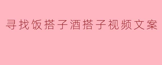 寻找饭搭子酒搭子视频文案