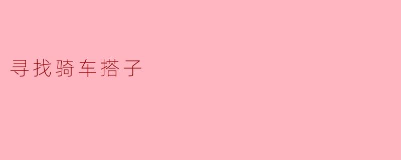寻找骑车搭子：在车轮上遇见另一个自己