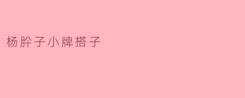 杨肸子小牌搭子